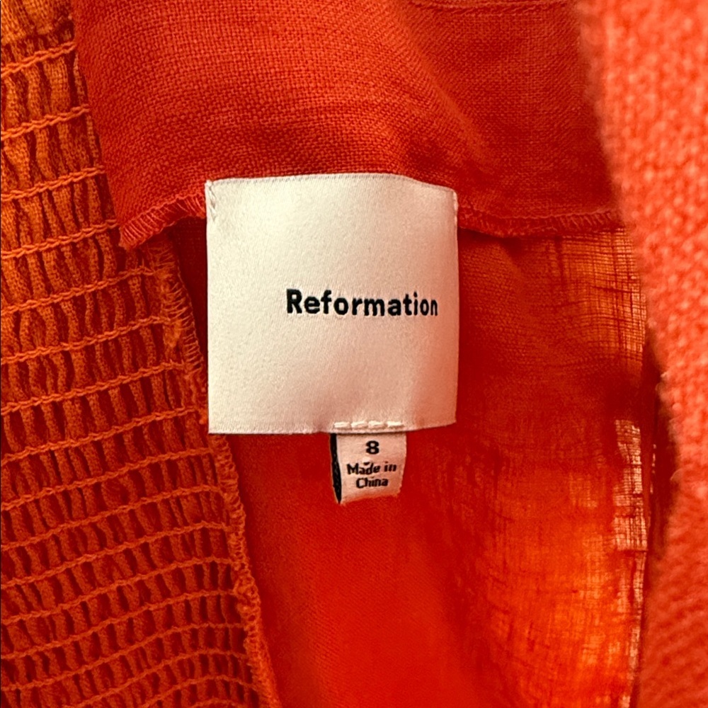 Reformation Sara Linen Dress in Nectarine - Picture 8 of 11